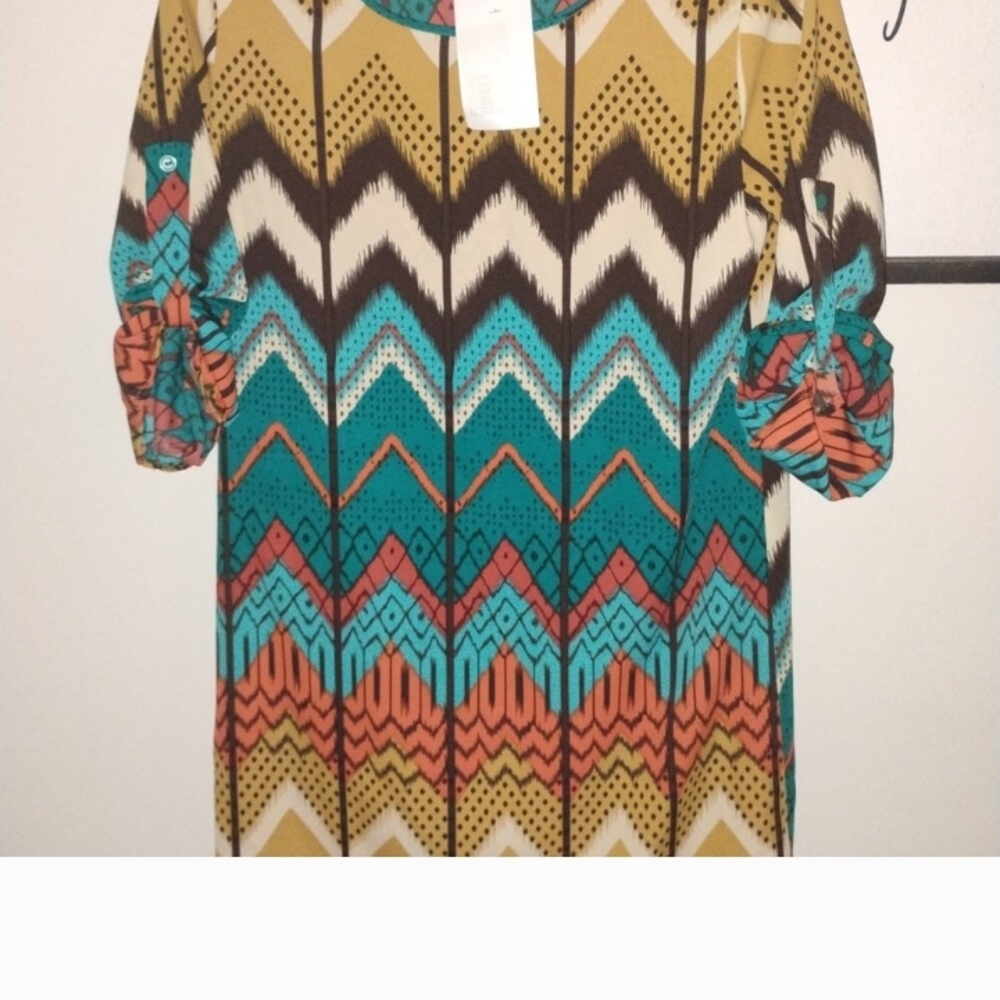 Trendy Boutique Multicolor Chevron Dress